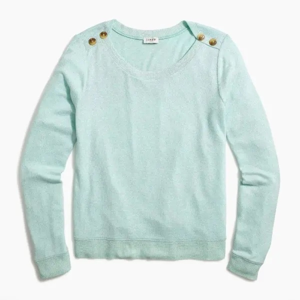 J. Crew Light Blue Women's Sweater with Gold Accents
